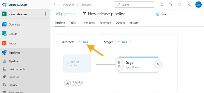 azure devops releases add artifact
